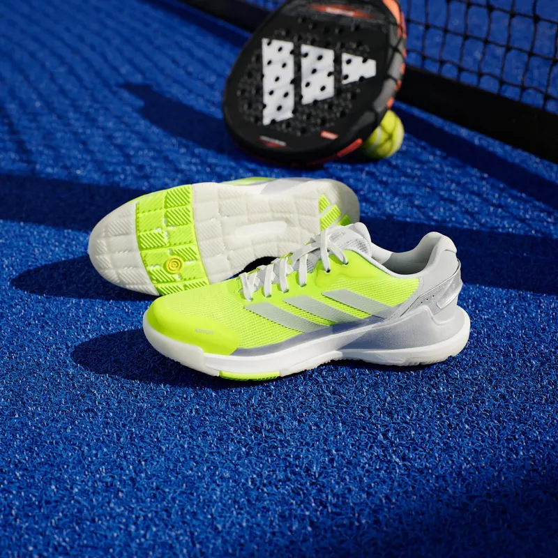 Adidas Crazyquick Lightstrike Padel Shoes Lucid Lemon / Silver Metallic / Wonder Silver (JR9326)