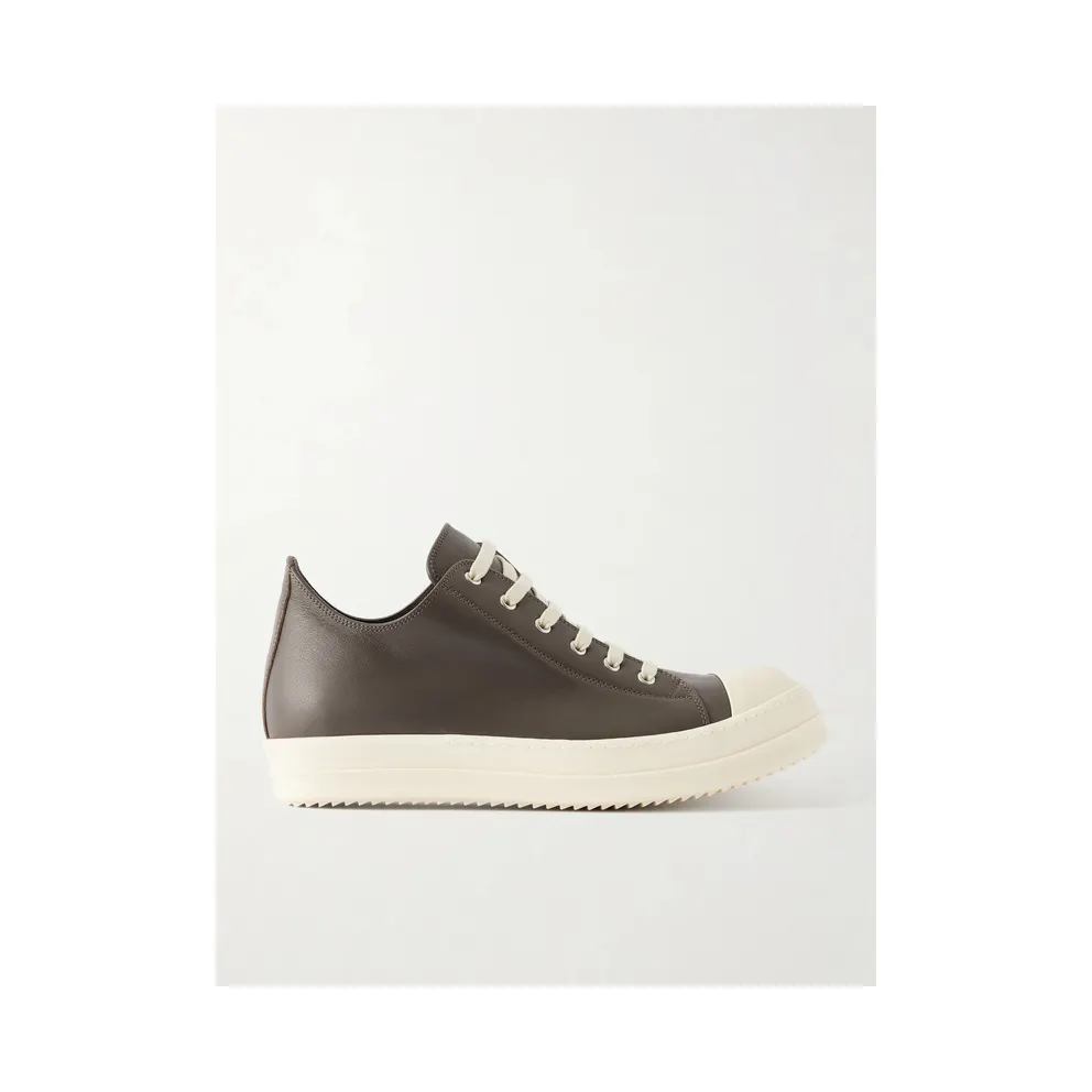 Rick Owens Ramones Leather and Rubber Sneakers Dark brown (RU02F4891)