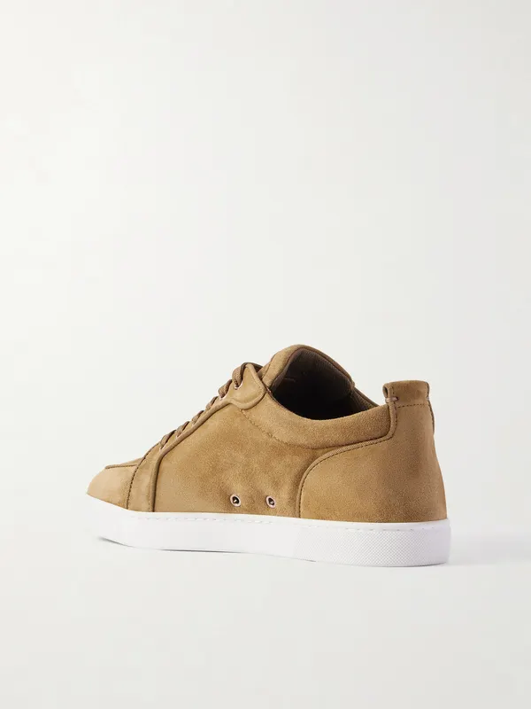 Christian Louboutin Rantulow Orlato Grosgrain-Trimmed Suede Sneakers Taupe (3240733) (4)