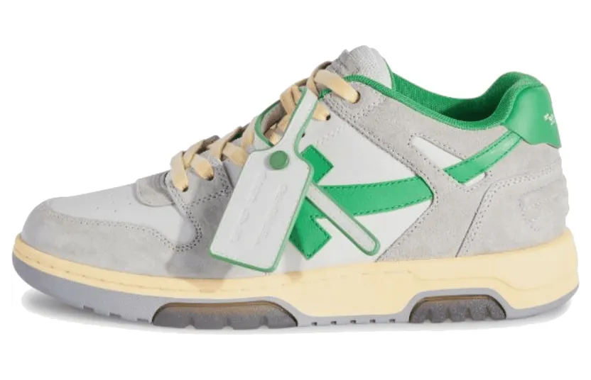 OFF-WHITE Out Of Office OOO Low Tops Light Grey Green (OMIA189S24LEA0110555)