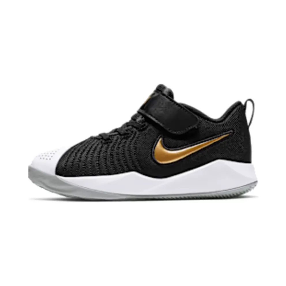 Nike Team Hustle Quick 2 “Black / Light Smoke Grey / White / Metallic Gold” (AT5299-010)