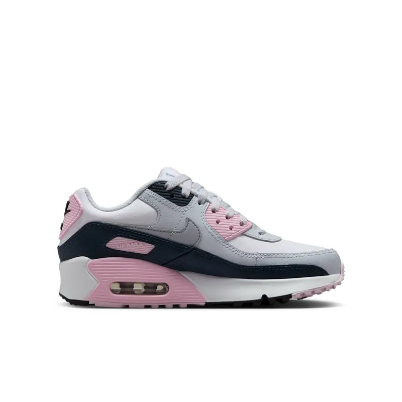 Nike Air Max 90 LTR White Pink Foam Armory Navy Wolf Grey (CD6864-134)