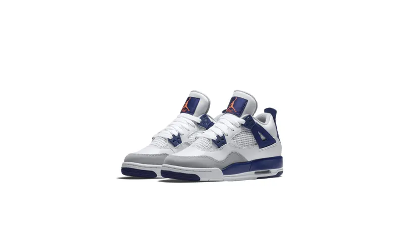 Jordan 4 Retro Deep Royal Blue (GS) White/Deep Royal Blue-Wolf Grey-Hyper Orange (487724-132)