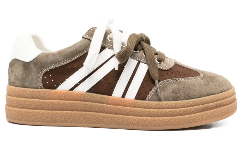 Sergio Moretti Firenze Flatform-Sneakers mit Kontrasteinsätzen “Brown” (604526121KHA)