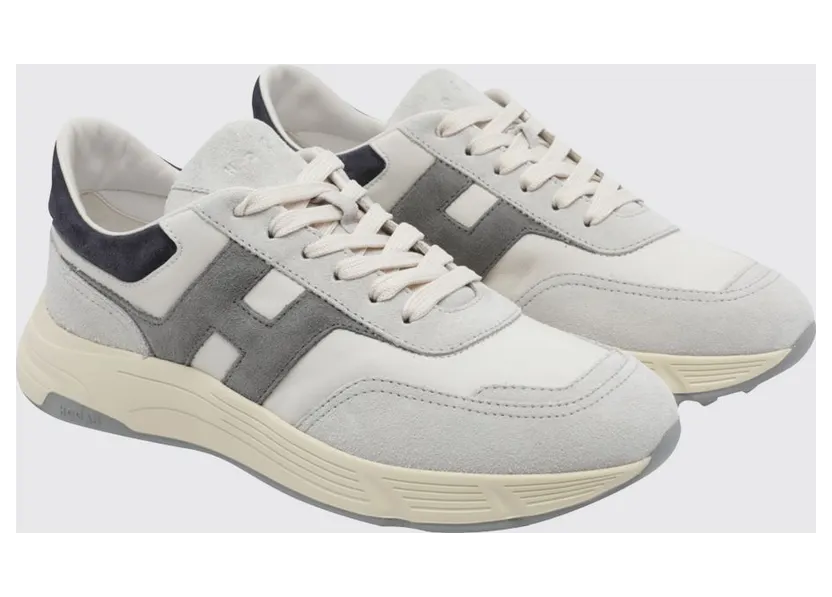 Hogan Hyperlight Sneakers in Calfskin and Suede with Contrasting Logo White (HXM5630FR30UHC739R)