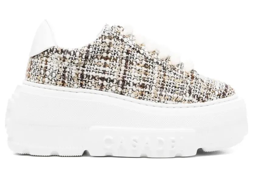 Casadei Tweed sneakers met plateauzool – Beige (2X127C0701C3093)