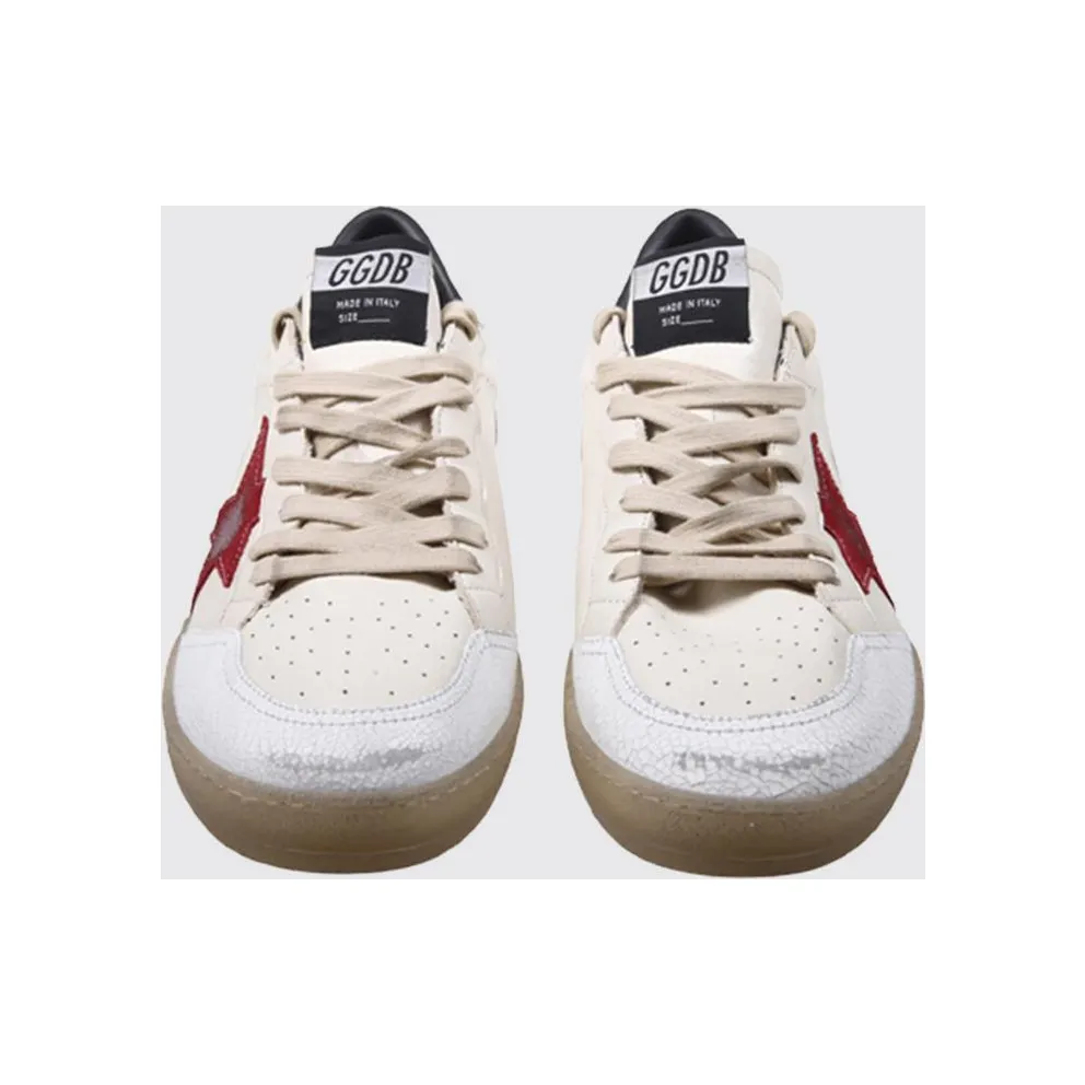 Golden goose Ball Star Low-Top Nappa and Crackle Leather Sneakers with Distressed Effect White (GMF00117F00874215987)