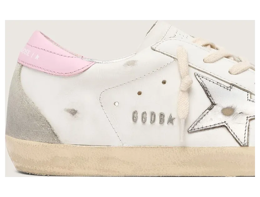 Golden Goose Super-Star With Silver Leather Star And Pink Heel Tab (GWF00102.F004662.11531) (5)