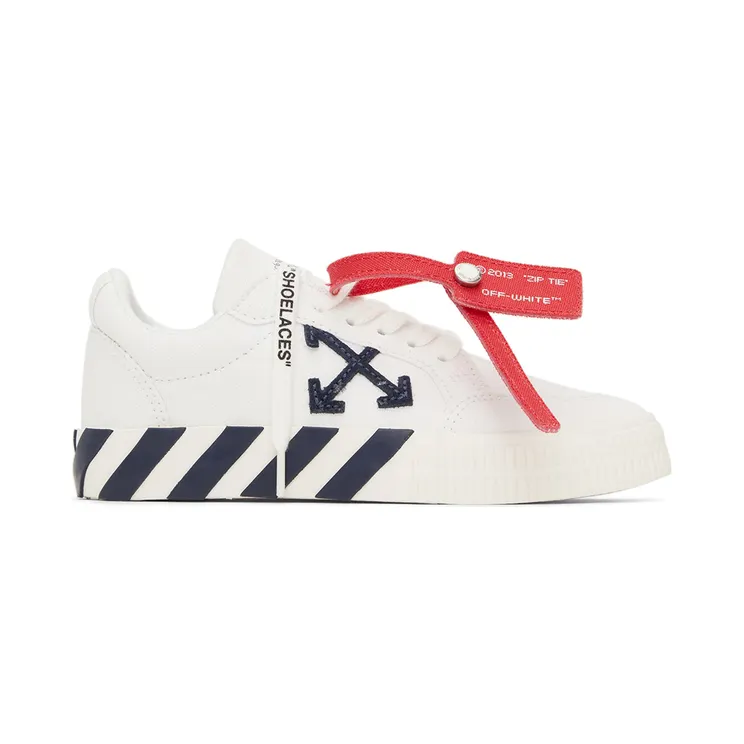 Off-White Kids White & Navy Vulcanized Sneakers (OBIA003S22FAB0010146)
