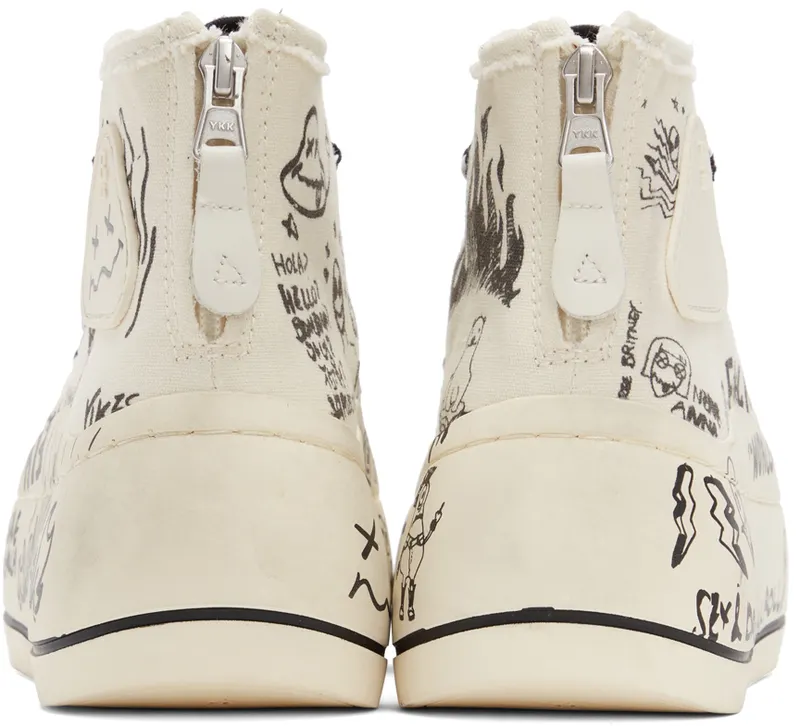 R13 Off-White Graffiti Double Grommet Kurt Sneakers (R13S5030-S047C)