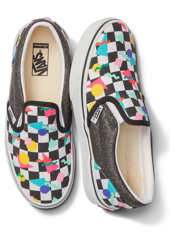 VANS Gepersonaliseerde Kids Glitter Geometric Checkerboard Slip-on Multicolour (VN0A3VC0131)