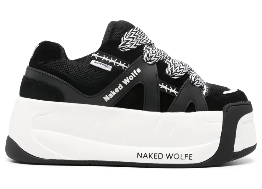 NAKED WOLFE Slider leren sneakers met plateauzool – Zwart (6403999810)