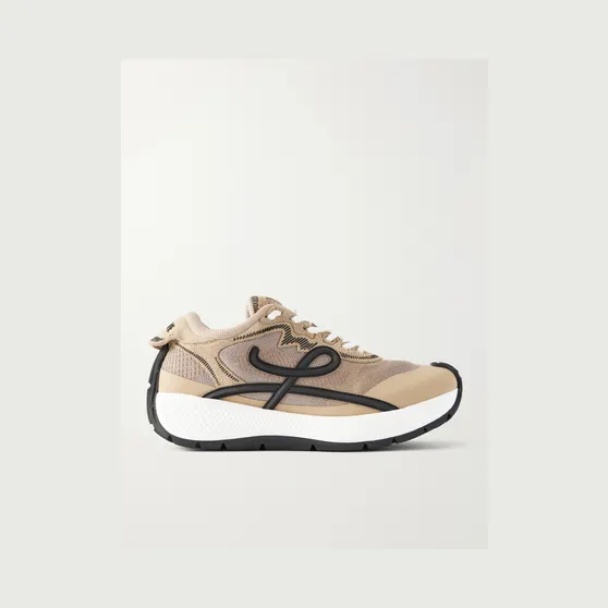Loewe Pogo Rubber-Trimmed Mesh Sneakers Beige (M816282XCC)