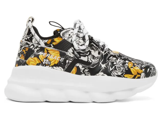 Versace Black and Gold Barocco Chain Reaction Sneakers (DSU7462 D13SG)