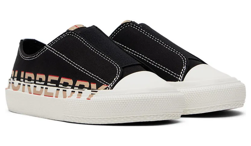 Burberry Kids Black Icon Stripe Logo Slip-on Sneakers (8042881) (4)