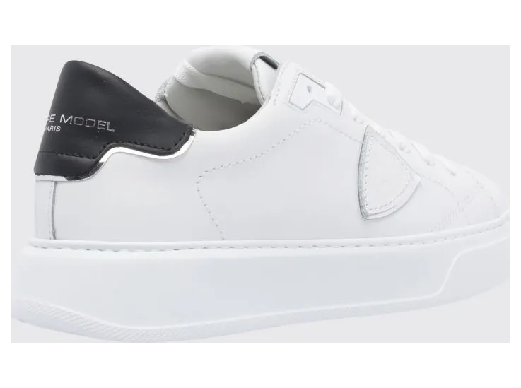 Philippe Model Temple Smooth Calfskin Low-Top Sneakers with Bicolor Design White 1 (BTLDV010) (2)