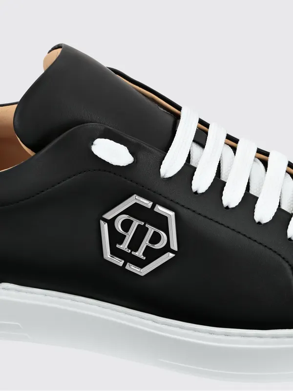 Philipp plein Low-Top Smooth Leather Sneakers with Hexagon Logo Patch Black (UACSUSC0507PLE010N02) (2)