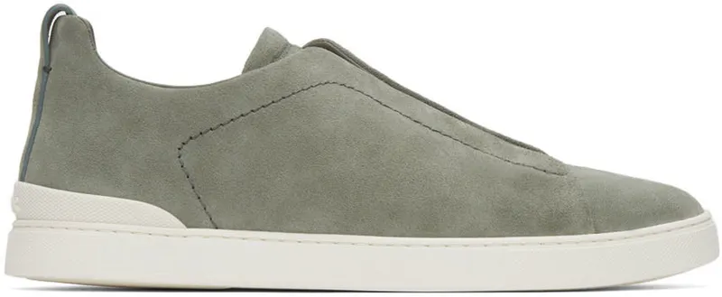 Ermenegildo Zegna Grey Suede Triple Stitch Sneakers (LHSOY-A4667X)