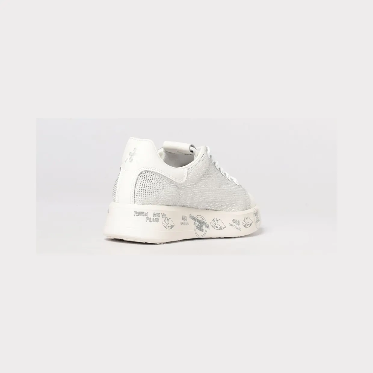 Premiata Belle Leather Sneakers with Rhinestones Yellow Cream (BELLE8158) (2)