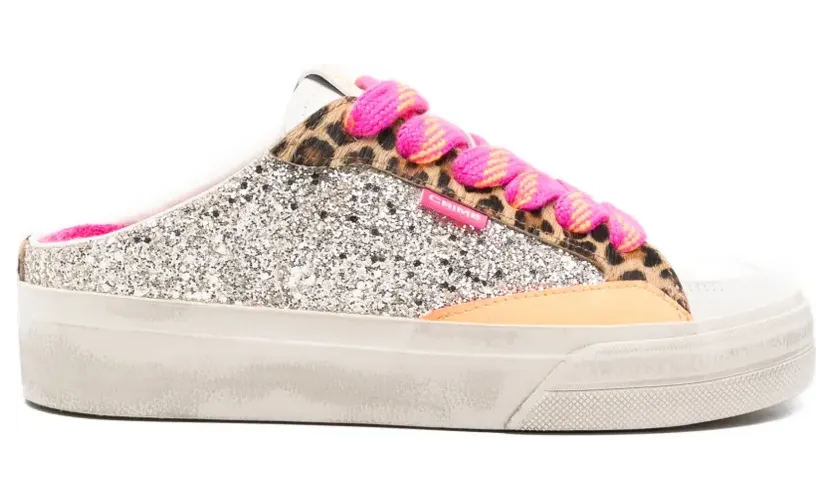 Crime London Slip-On-Sneakers mit Leopardenmuster im Glitzer-Look – Grau (29550PP868)