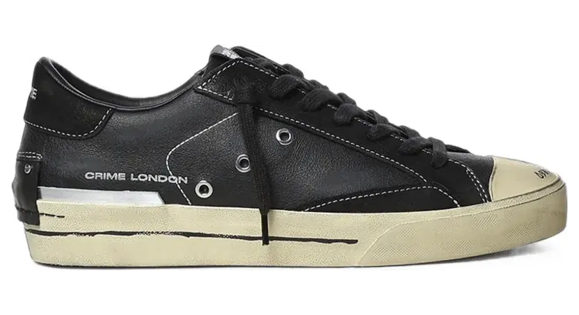 Crime London Midnight distressed-effect leather sneakers – Schwarz (10152AA9)