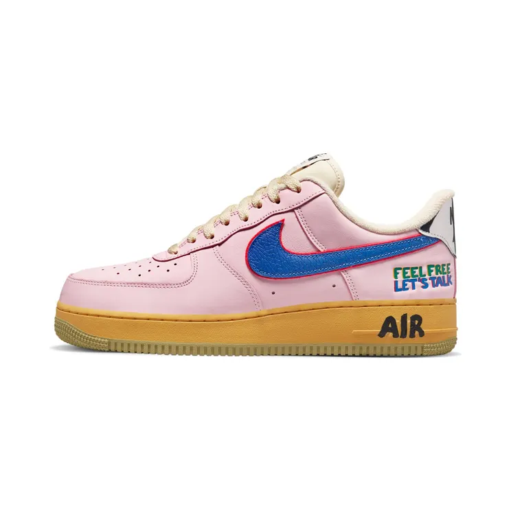 Nike Air Force 1 Low ’07 Feel Free, Let’s Talk “Pink Foam / University Red / Malachite / Hyper Royal” (DX2667-600)