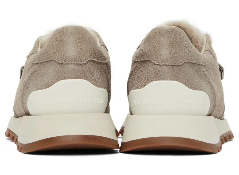 Brunello Cucinelli Grey Suede Low-Top Sneakers (MZAMG2115) (4)