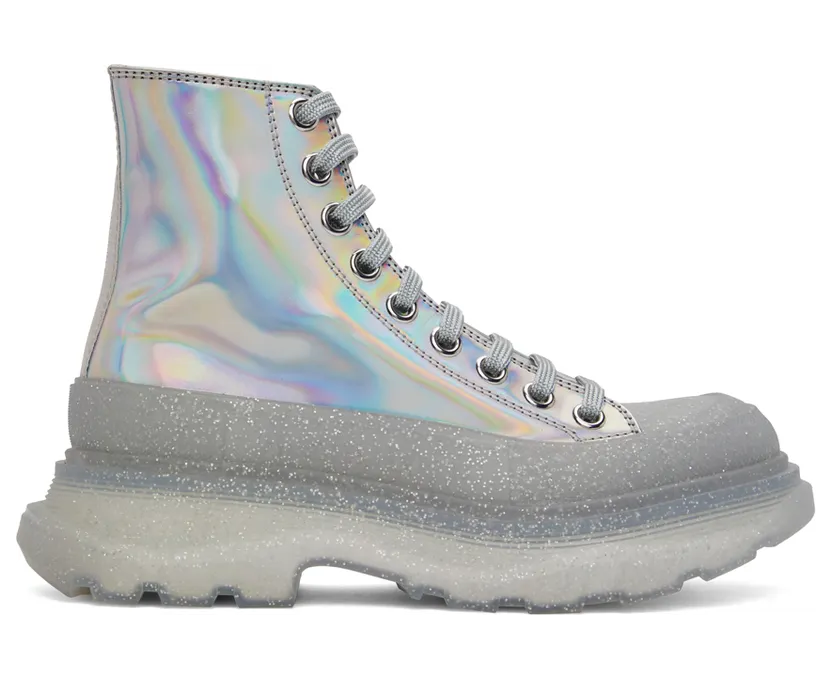 Alexander McQueen Silver Tread Slick High Sneakers (697088W4T71)