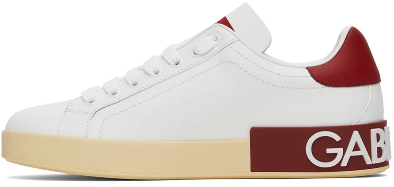 Dolce & Gabbana White & Red Portofino Low-Top (CS1772AC330)