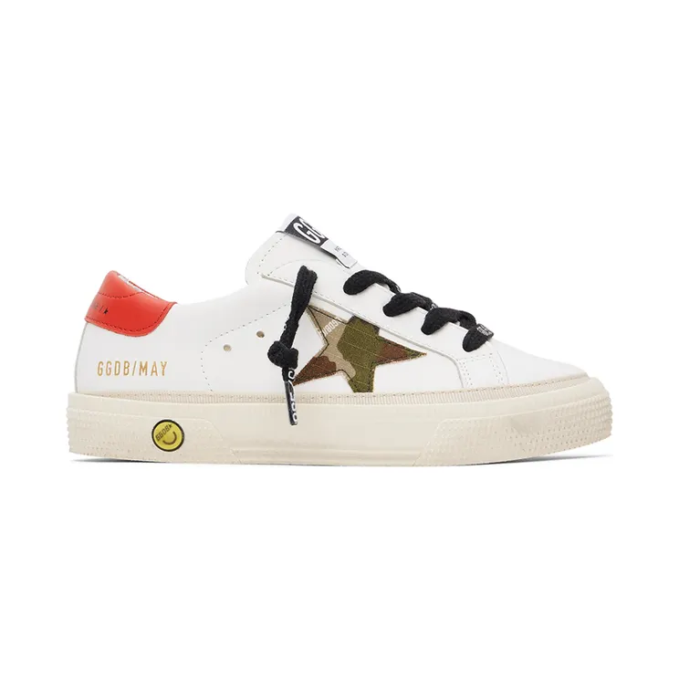 Golden Goose Kids White & Green Camo May Sneakers (GYF00112.F002814.10969)