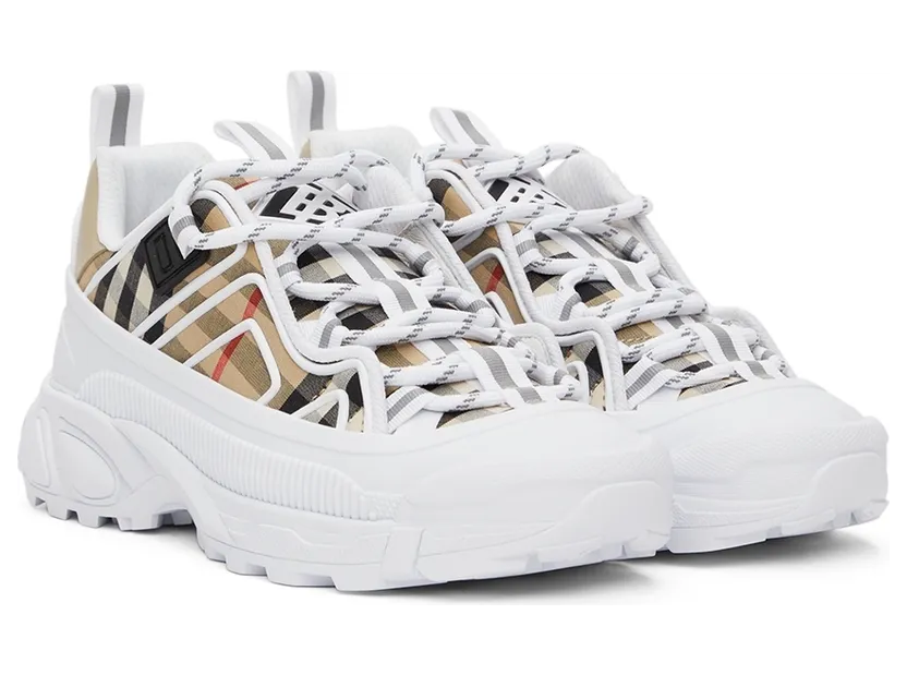 Burberry Kids Beige & White Vintage Check Sneakers (8047532) (4)