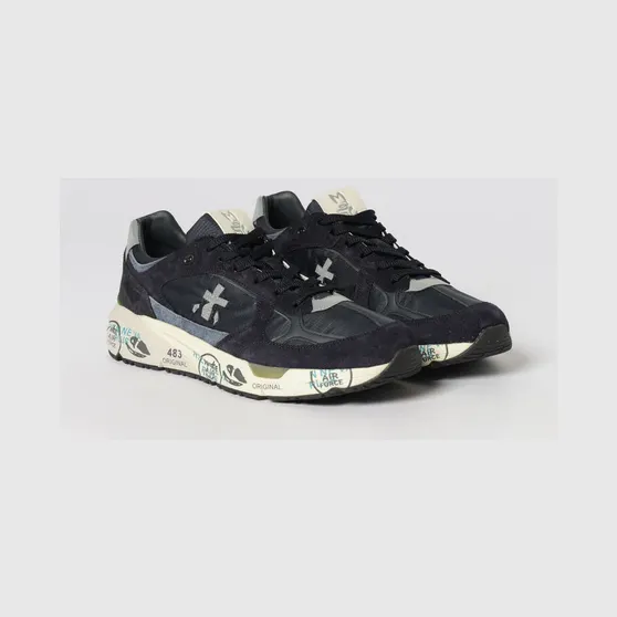 Premiata Mase Suede and Canvas Sneakers Blue 1 (MASE258020)