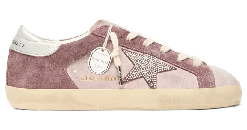 Golden Goose Super-Star suède met kristallen en glitters “Pink” (GWF00103F007891)