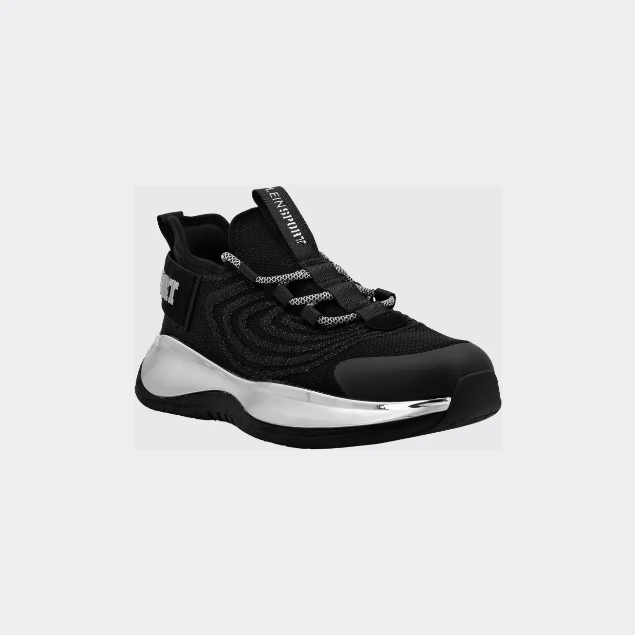 Plein Sport Runner Low-Top Sneakers in Viscose Jersey with Serrated Sole Black (SADSUSC0525STE003N02)