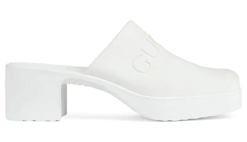 Gucci Rubber Embossed Logo Mule White (725899-J8700-9014)
