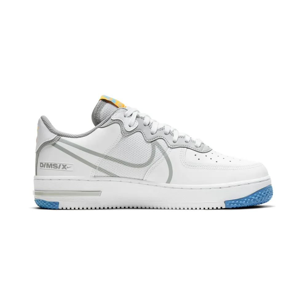 Nike Air Force 1 Low React White Light Smoke Grey White/University Gold-University Blue-Light Smoke Grey (CT1020-100)
