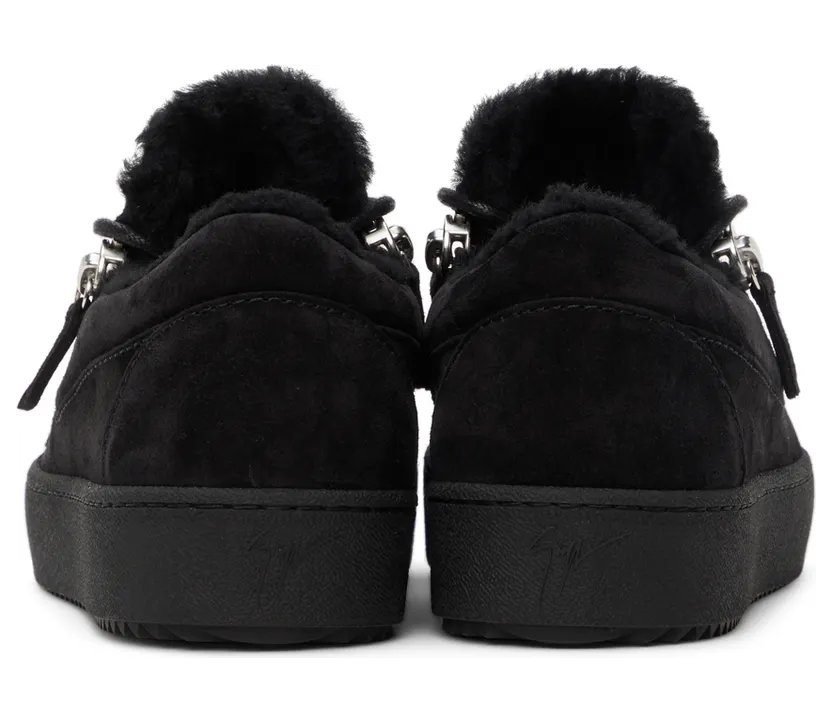 Giuseppe Zanotti Black Shearling Zip Sneakers (RS10054 7831) (4)