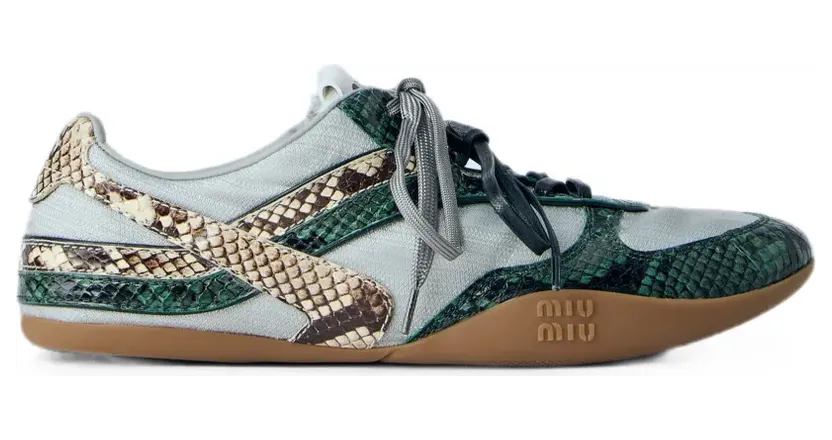 Miu Miu Miu met slangenleer-print “Green” (5E428E3ZL4F04UJ)
