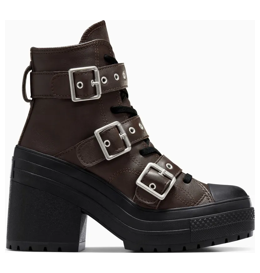 Converse Chuck 70 De Luxe Heel Platform Leather & Buckles Fresh Brew/Black/Silver (A12209C)