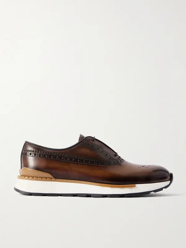 Berluti Fast Track Venezia Leather Oxford Sneakers Brown (S6231-001)