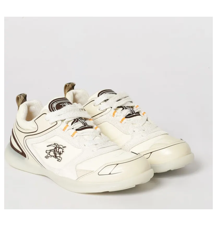 BURBERRY EKD Low-Top Synthetic Leather Sneakers White (8119538)