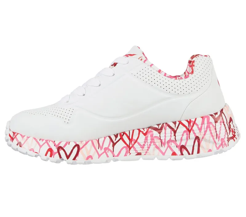 Skechers x JGoldcrown: UNO Lite – Lovely Luv Sneaker White/Red/Pink