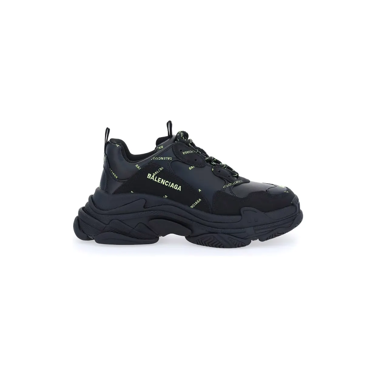 Balenciaga Triple S Allover Logo Black Green (536737W2FA11070)