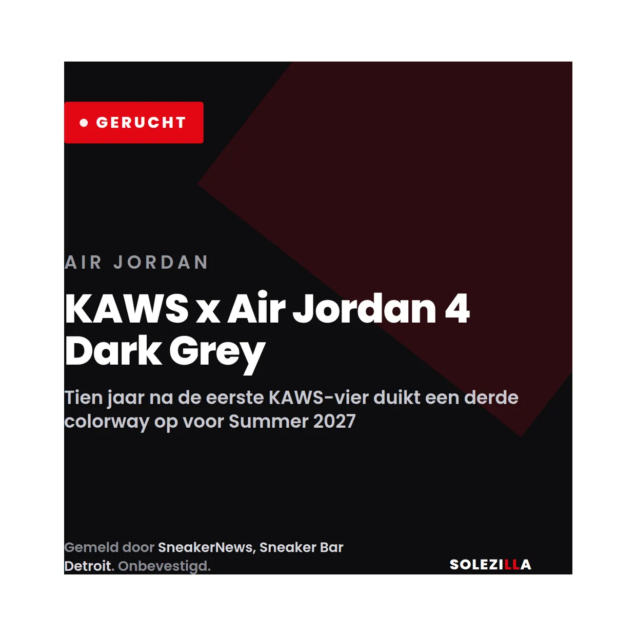 KAWS x Air Jordan 4 Dark Grey, gerucht voor Summer 2027