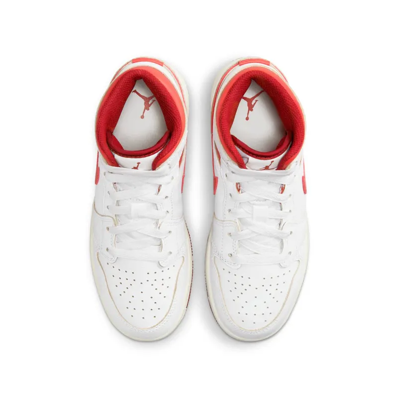AIR Jordan 1 MID SE GS “WHITE DUNE RED” (FJ3464-160)