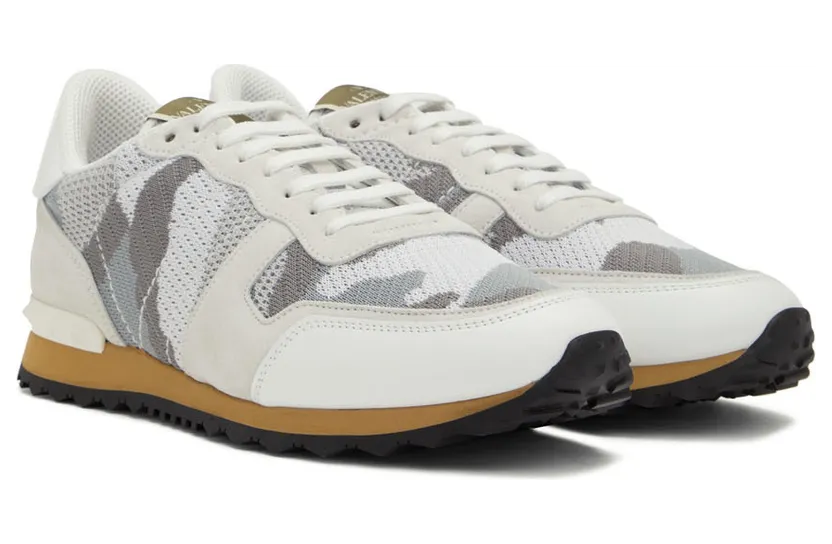 Valentino Garavani White & Gray Rockrunner Sneakers (1Y2S0723QRK) (4)