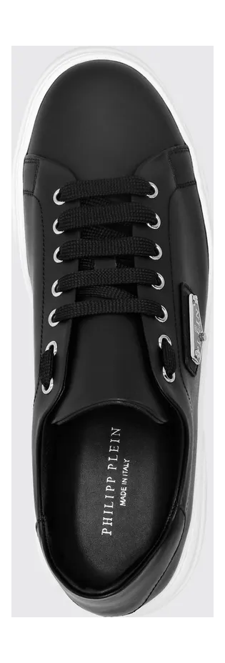 Philipp plein Smooth Leather Low-Top Sneakers with Applied Side Logo Black (UADSUSC0701PLE075N02) (3)