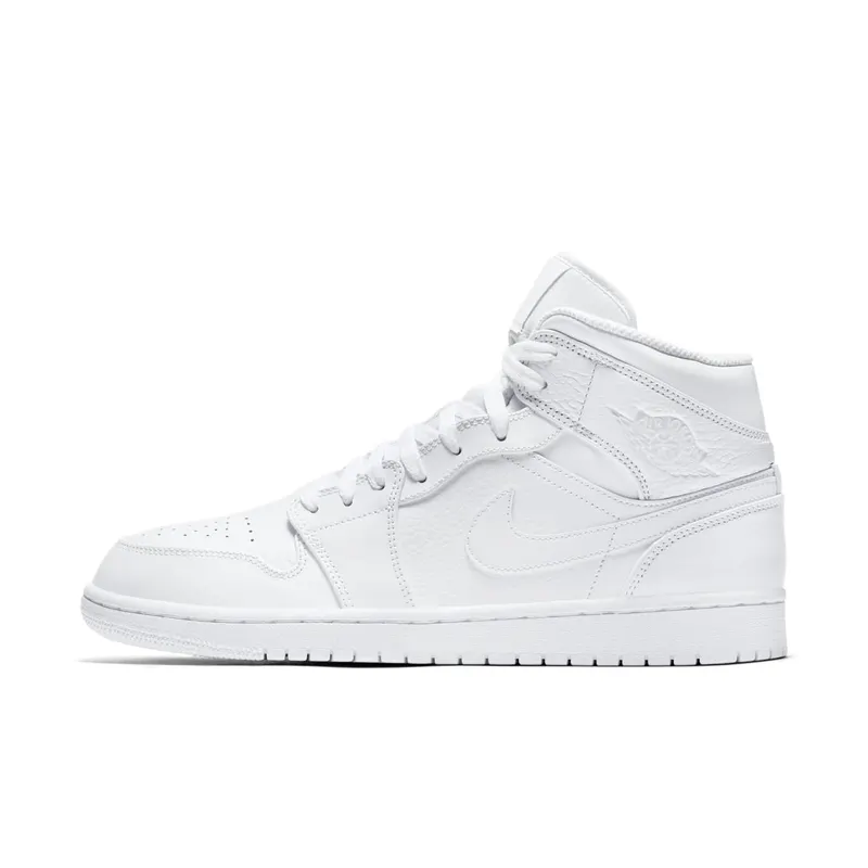 Jordan 1 Mid Triple White (2018) White/White-Pure Platinum (554724-109)