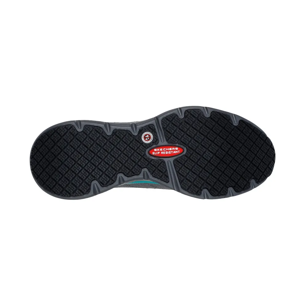 Skechers Work Slip-Resistant: Arch Fit “Ebinal Sneaker Grey / Aqua” (108075ECGYAQ)