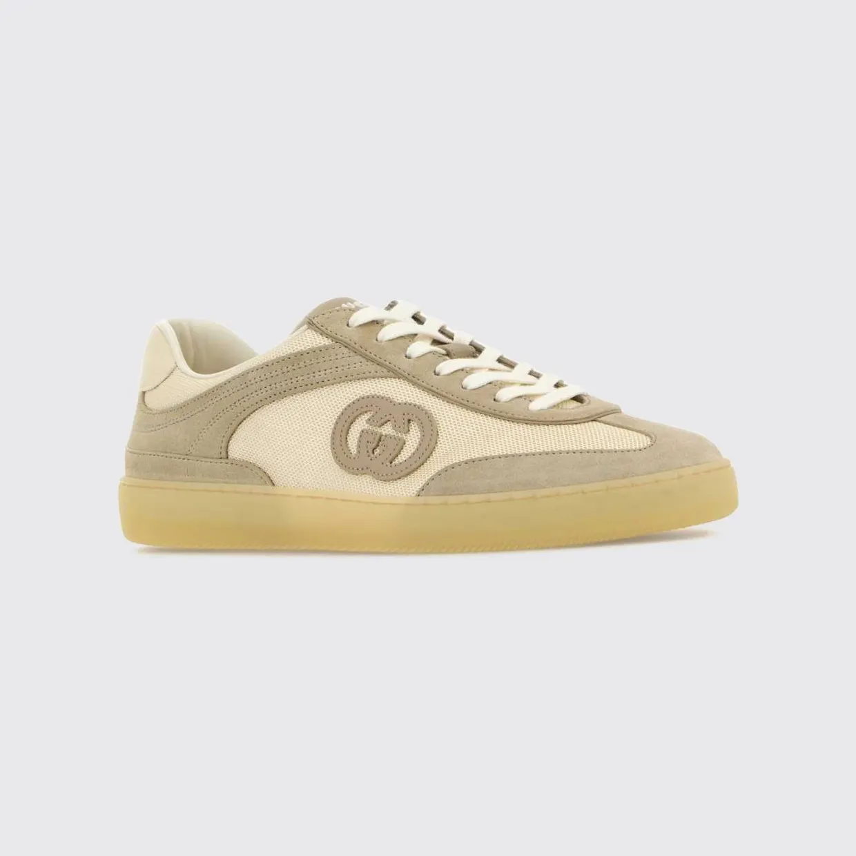 Gucci G75 Low-Top Sneakers in GG Monogram Fabric and Suede White (791742AAECN9548)